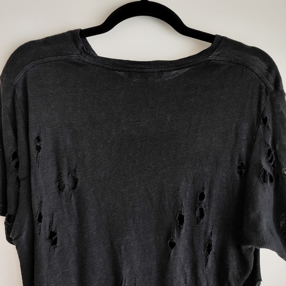 Iro Wase 100% linen distressed t shirt in black - Picture 5 of 9